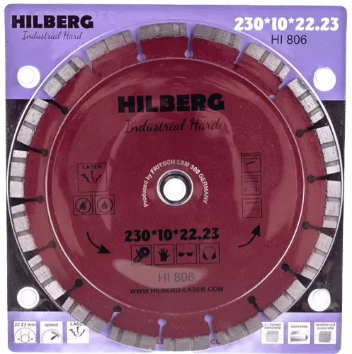 Алмазный диск по железобетону 230*22.23*10*3.2мм Industrial Hard Laser Hilberg HI806 - интернет-магазин «Стронг Инструмент» город Санкт-Петербург