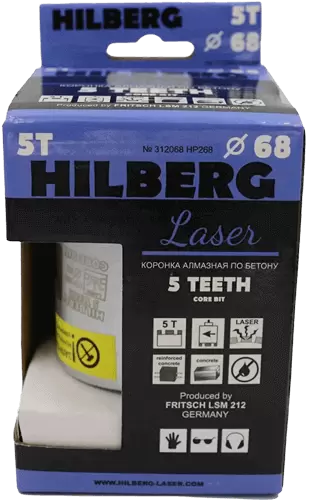 Коронка алмазная по армированному бетону SDS-Plus 68 мм Hilberg Laser 5 Teeth HP268 - интернет-магазин «Стронг Инструмент» город Санкт-Петербург