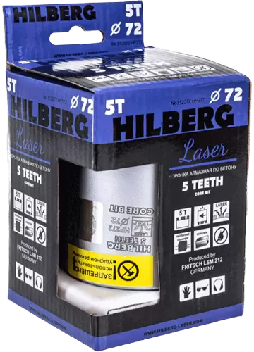 Коронка алмазная по армированному бетону SDS-Plus 72 мм Hilberg Laser 5 Teeth HP272 - интернет-магазин «Стронг Инструмент» город Санкт-Петербург