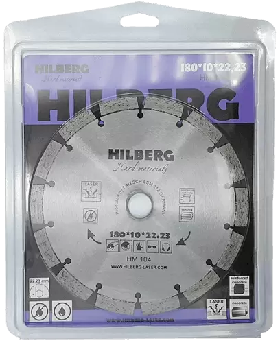 Алмазный диск по железобетону 180*22.23*10*2.4мм Hard Materials Laser Hilberg HM104 - интернет-магазин «Стронг Инструмент» город Санкт-Петербург