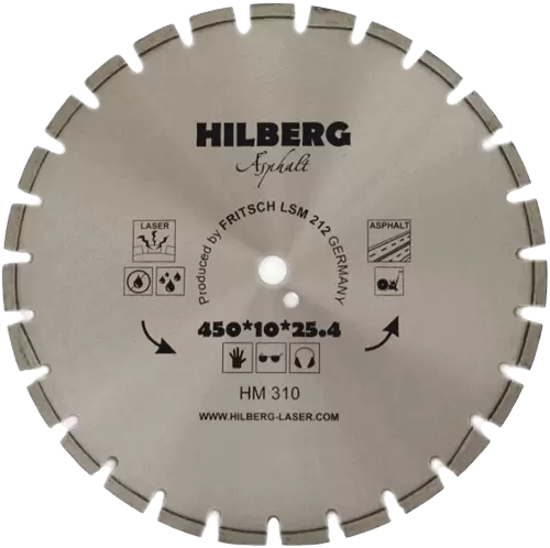 Алмазный диск по асфальту 450*25.4/12*10*3.6мм серия Laser Hilberg HM310 - интернет-магазин «Стронг Инструмент» город Санкт-Петербург