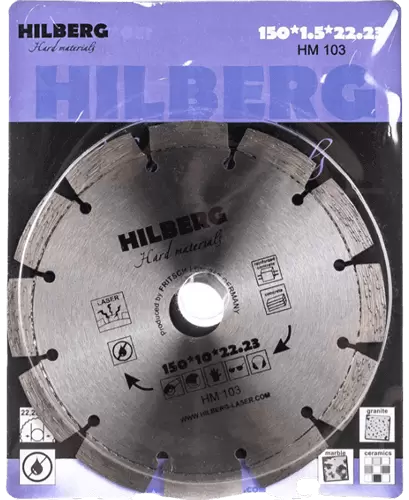 Алмазный диск по железобетону 150*22.23*10*2.3мм Hard Materials Laser Hilberg HM103 - интернет-магазин «Стронг Инструмент» город Санкт-Петербург