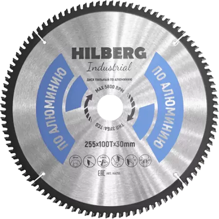 Пильный диск по алюминию 255*30*Т100 Industrial Hilberg HA255
