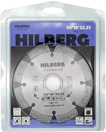 Алмазный диск по железобетону 115*22.23*10*2.0мм Hard Materials Laser Hilberg HM101 - интернет-магазин «Стронг Инструмент» город Санкт-Петербург
